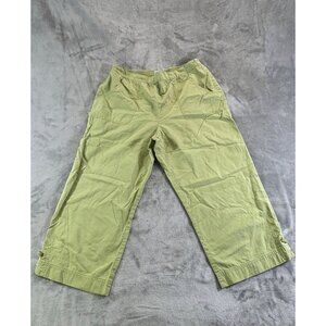 Alfred Dunner Pants Women's 8 green Cotton Capris elastic waist for comfort